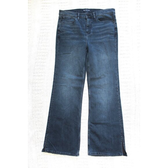 Calvin Klein Y2K wide leg Blue jeans Super High Rise Flare Size 30 Retro Denim - Picture 5 of 9